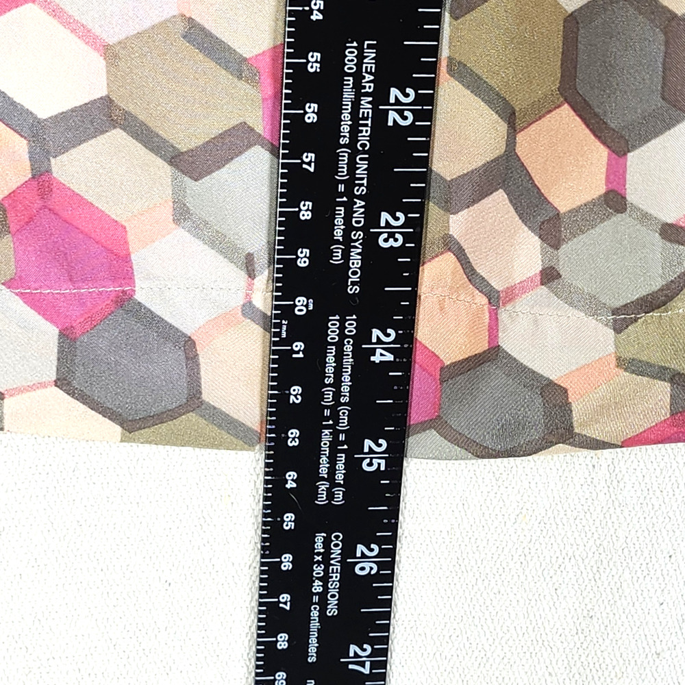 Banana Republic 100% Silk Colorful Blouse W/ Modern Geometric Pattern Women's Sm - Picture 11 of 11